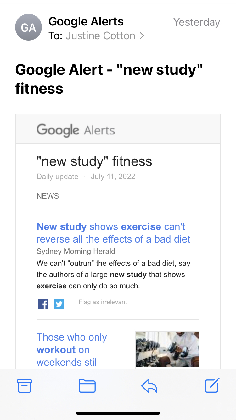 #librariantip – how I stay on top of new studies and publications on fitness!